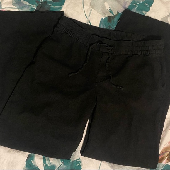 Black Linen Casual Pants - Picture 2 of 2